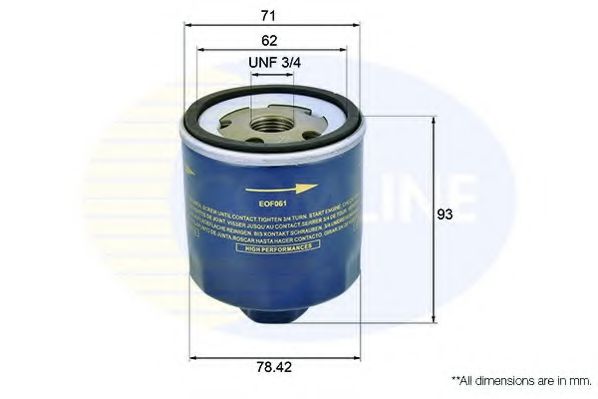 COMLINE EOF061 Масляный фильтр для VOLKSWAGEN (Фольксваген) COMLINE EOF061 Масляный фильтр для VOLKSWAGEN (Фольксваген)