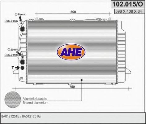 AHE 102.015/O Радиатор, охлаждение двигателя для AUDI 90 (Ауди 90) AHE 102.015/O Радиатор, охлаждение двигателя для AUDI 90 (Ауди 90)