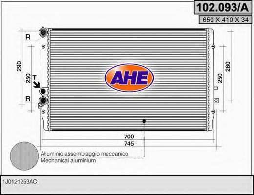 AHE 102.093/A Радиатор, охлаждение двигателя для VOLKSWAGEN (Фольксваген) AHE 102.093/A Радиатор, охлаждение двигателя для VOLKSWAGEN (Фольксваген)
