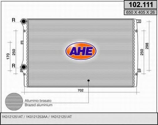 AHE 102.111 Радиатор, охлаждение двигателя 