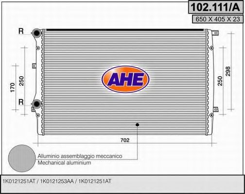 AHE 102.111/A Радиатор, охлаждение двигателя 