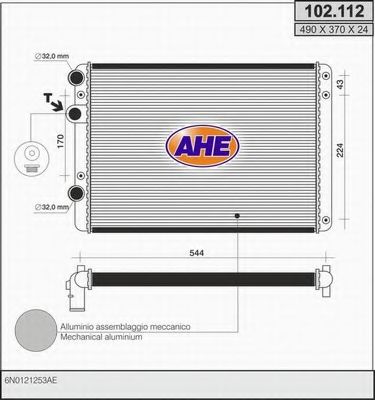 AHE 102.112 Радиатор, охлаждение двигателя 