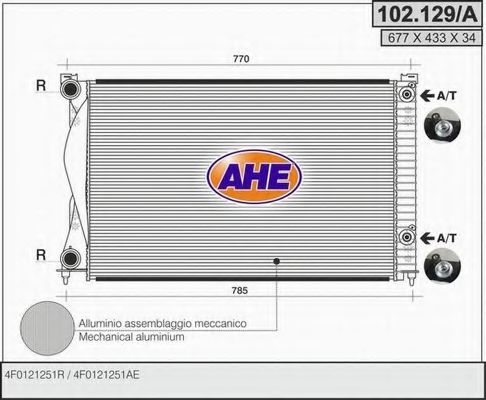 AHE 102.129/A Радиатор, охлаждение двигателя 