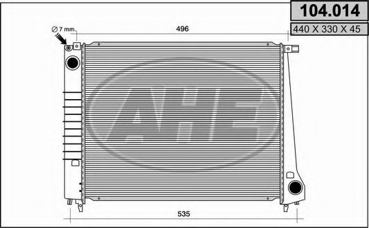 AHE 104.014 Радиатор, охлаждение двигателя для BMW 5 (Бмв 5) AHE 104.014 Радиатор, охлаждение двигателя для BMW 5 (Бмв 5)