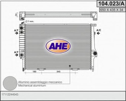 AHE 104.023/A Радиатор, охлаждение двигателя 