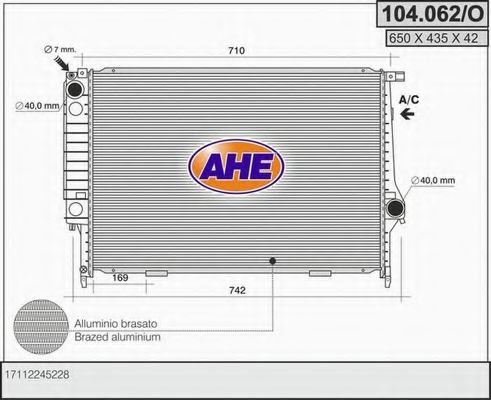 AHE 104.062/O Радиатор, охлаждение двигателя 