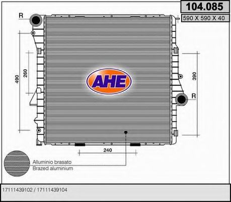 AHE 104.085 Радиатор, охлаждение двигателя 