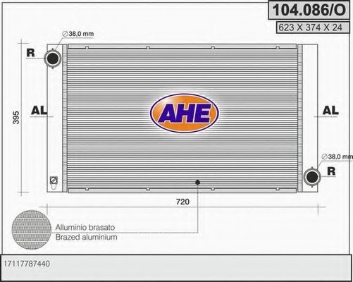 AHE 104.086/O Радиатор, охлаждение двигателя 