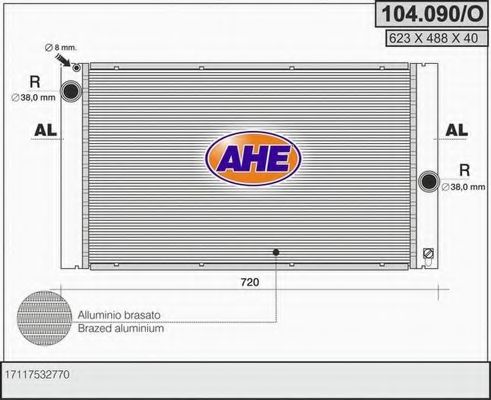 AHE 104.090/O Радиатор, охлаждение двигателя 