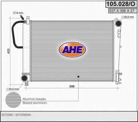 AHE 105.028/O Радиатор, охлаждение двигателя 