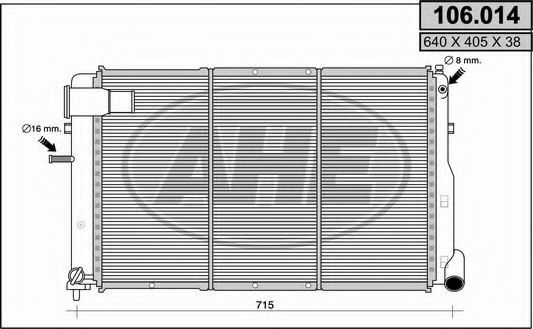 AHE 106.014 Радиатор, охлаждение двигателя 