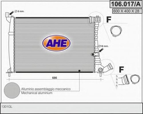 AHE 106.017/A Радиатор, охлаждение двигателя для CITROëN (Cитроëн) AHE 106.017/A Радиатор, охлаждение двигателя для CITROëN (Cитроëн)