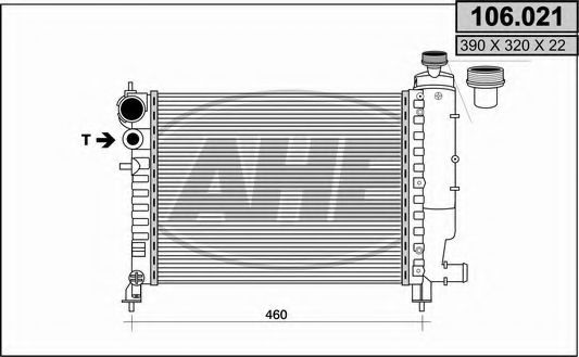 AHE 106.021 Радиатор, охлаждение двигателя 