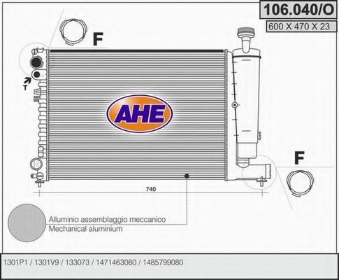 AHE 106.040/O Радиатор, охлаждение двигателя 