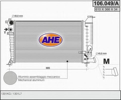 AHE 106.049/A Радиатор, охлаждение двигателя 