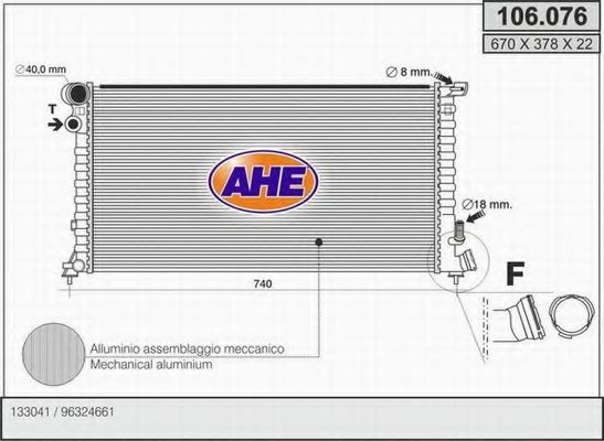 AHE 106.076 Радиатор, охлаждение двигателя для PEUGEOT (Пежо) AHE 106.076 Радиатор, охлаждение двигателя для PEUGEOT (Пежо)