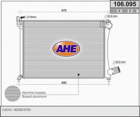 AHE 106.095 Радиатор, охлаждение двигателя 