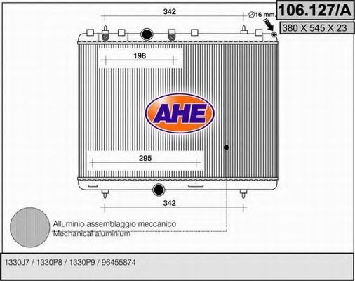 AHE 106.127/A Радиатор, охлаждение двигателя для PEUGEOT (Пежо) AHE 106.127/A Радиатор, охлаждение двигателя для PEUGEOT (Пежо)