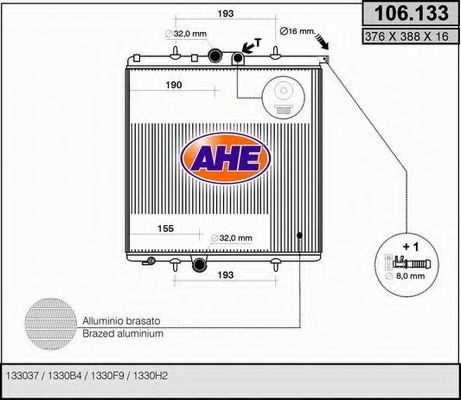 AHE 106.133 Радиатор, охлаждение двигателя для PEUGEOT (Пежо) AHE 106.133 Радиатор, охлаждение двигателя для PEUGEOT (Пежо)