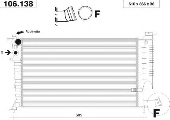 AHE 106.138 Радиатор, охлаждение двигателя 