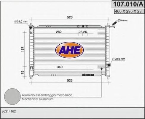 AHE 107.010/A Радиатор, охлаждение двигателя 