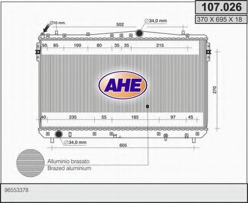 AHE 107.026 Радиатор, охлаждение двигателя для CHEVROLET LACETTI (Шевроле Лачетти) AHE 107.026 Радиатор, охлаждение двигателя для CHEVROLET LACETTI (Шевроле Лачетти)