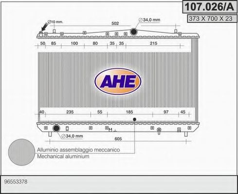 AHE 107.026/A Радиатор, охлаждение двигателя для CHEVROLET LACETTI (Шевроле Лачетти) AHE 107.026/A Радиатор, охлаждение двигателя для CHEVROLET LACETTI (Шевроле Лачетти)