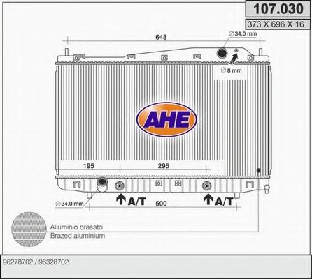 AHE 107.030 Радиатор, охлаждение двигателя 