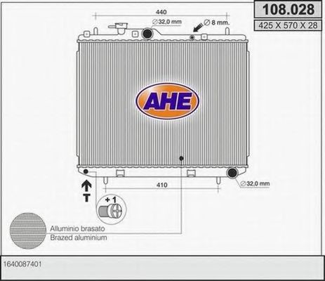 AHE 108.028 Радиатор, охлаждение двигателя 
