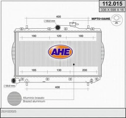 AHE 112.015 Радиатор, охлаждение двигателя для HYUNDAI (Хендай) AHE 112.015 Радиатор, охлаждение двигателя для HYUNDAI (Хендай)