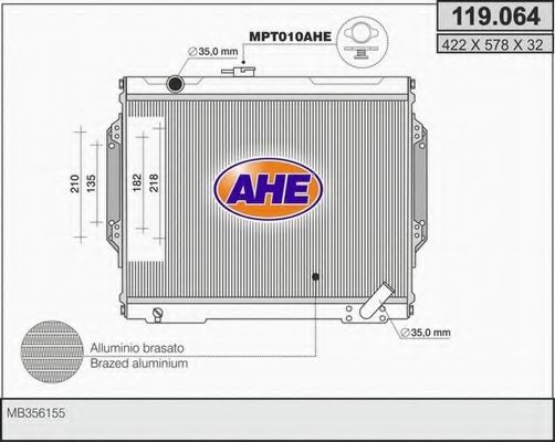 AHE 119.064 Радиатор, охлаждение двигателя для MITSUBISHI PAJERO/SHOGUN (Митсубиши/митсубиси Пажэро/шогун) AHE 119.064 Радиатор, охлаждение двигателя для MITSUBISHI PAJERO/SHOGUN (Митсубиши/митсубиси Пажэро/шогун)