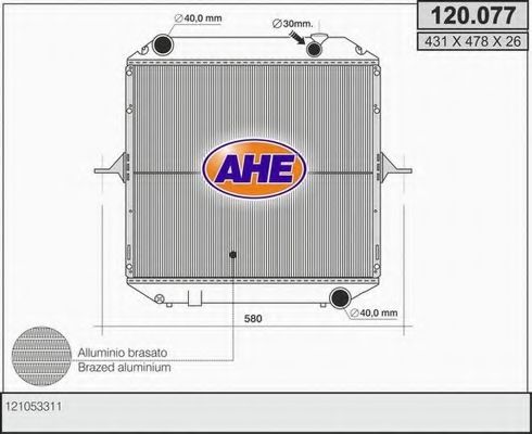 AHE 120.077 Радиатор, охлаждение двигателя для NISSAN (Ниссан) AHE 120.077 Радиатор, охлаждение двигателя для NISSAN (Ниссан)