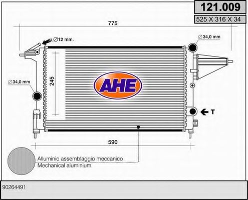 AHE 121.009 Радиатор, охлаждение двигателя 