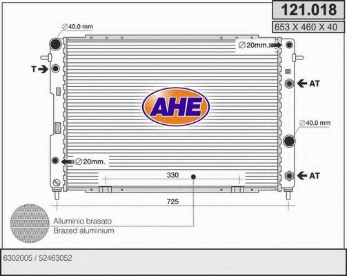 AHE 121.018 Радиатор, охлаждение двигателя 