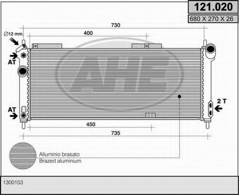 AHE 121.020 Радиатор, охлаждение двигателя 