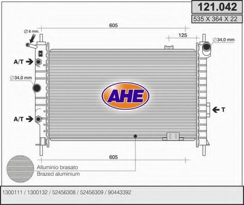 AHE 121.042 Радиатор, охлаждение двигателя 