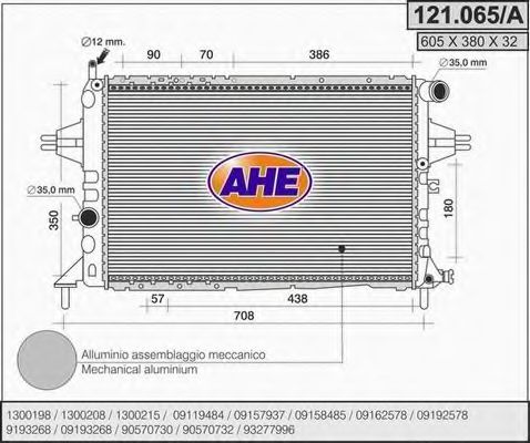 AHE 121.065/A Радиатор, охлаждение двигателя 