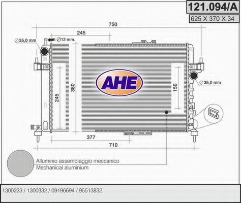 AHE 121.094/A Радиатор, охлаждение двигателя 