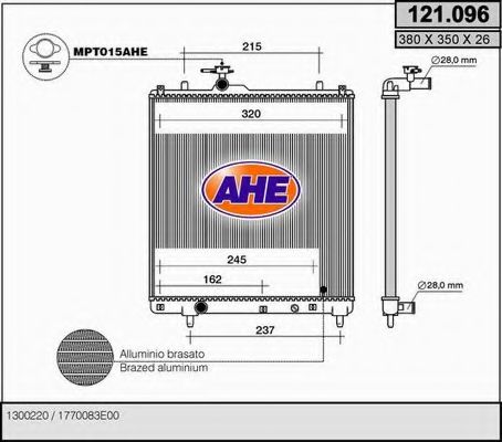 AHE 121.096 Радиатор, охлаждение двигателя 