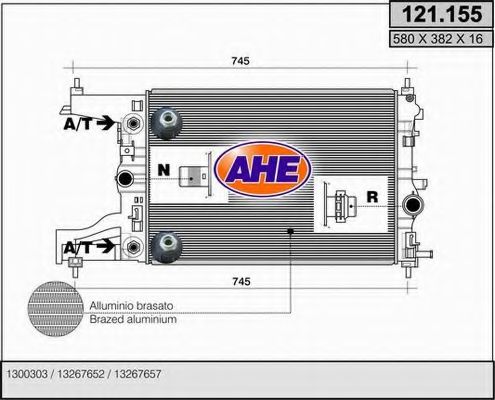 AHE 121.155 Радиатор, охлаждение двигателя 