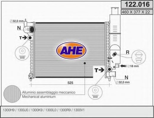 AHE 122.016 Радиатор, охлаждение двигателя 