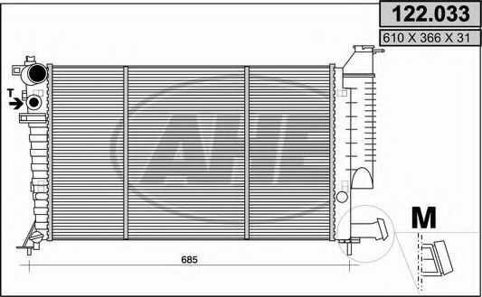AHE 122.033 Радиатор, охлаждение двигателя 