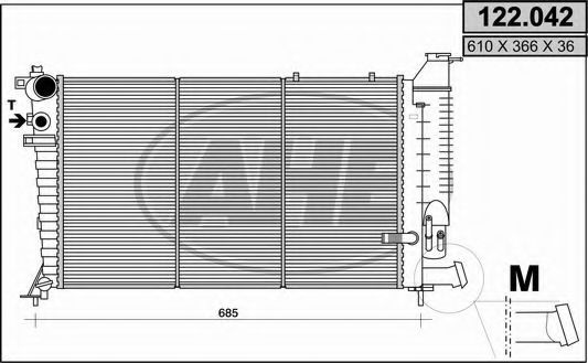 AHE 122.042 Радиатор, охлаждение двигателя 