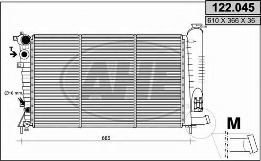 AHE 122.045 Радиатор, охлаждение двигателя 