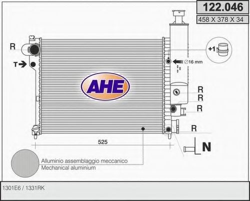 AHE 122.046 Радиатор, охлаждение двигателя 
