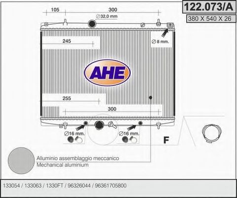AHE 122.073/A Радиатор, охлаждение двигателя 