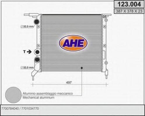 AHE 123.004 Радиатор, охлаждение двигателя 