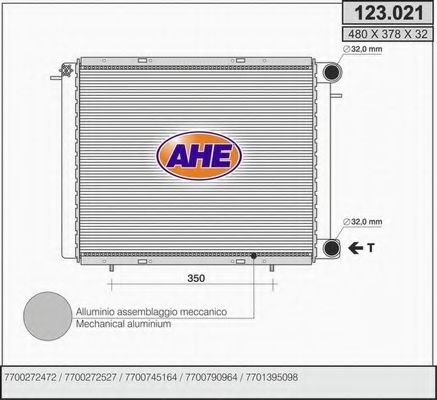 AHE 123.021 Радиатор, охлаждение двигателя 
