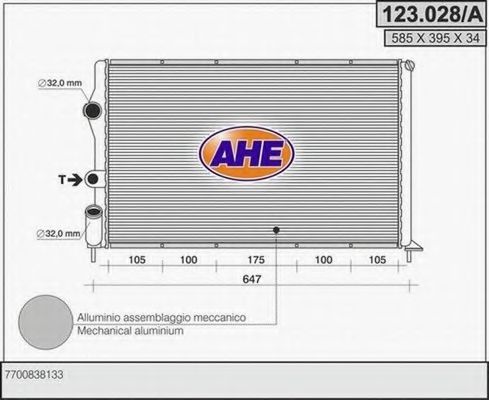 AHE 123.028/A Радиатор, охлаждение двигателя 