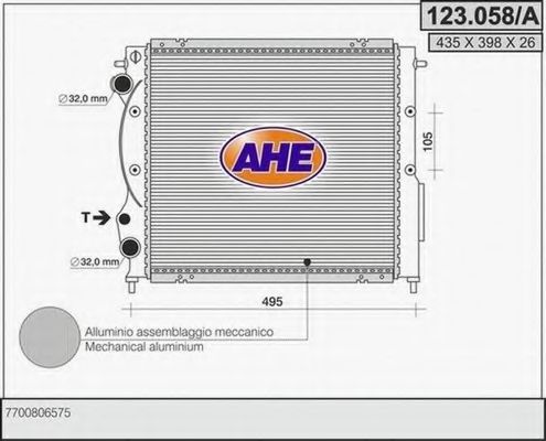 AHE 123.058/A Радиатор, охлаждение двигателя 